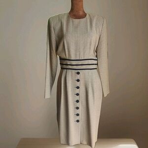 Vintage Retro Julian Taylor Dress Size 6 Houndstooth Shoulder Pads Prep Academia